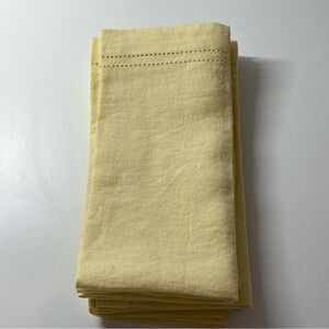 4 Williams Sonoma 100% Linen Double Hemstitch Napkins Dry Cleaned Gold Yellow